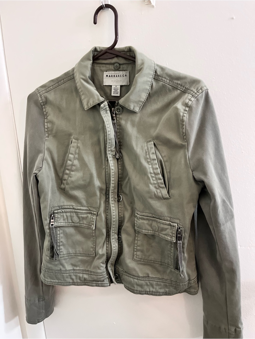 Marrakech XS Olive Green Lightweight Utility Jacket Pinstripe Lining